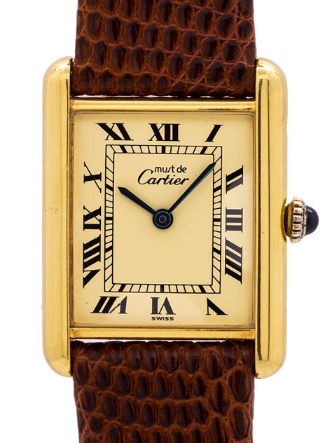 cartier tank quartz argent 925|vintage cartier tank vermeil watch.